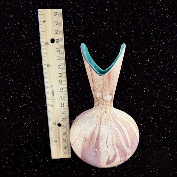 1950s PINE SCENTED POTTERY Marbled Vase Mid Century Ceramic Green Inside VTG - Picture 5 of 10